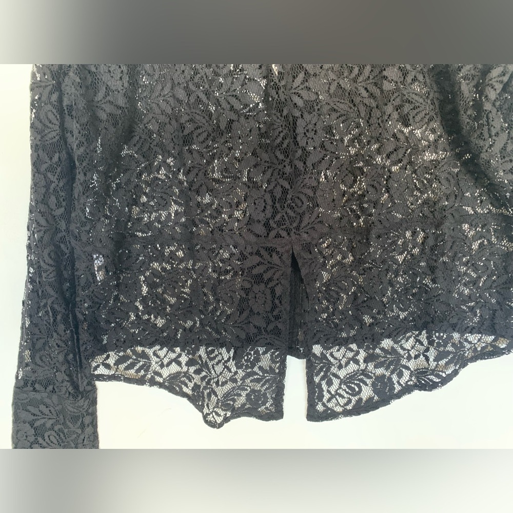 π Chelsea Flower Shirt Jacket Lace Mother of Pearl Buttons New Yearβs Eve BLK S - Picture 10 of 16